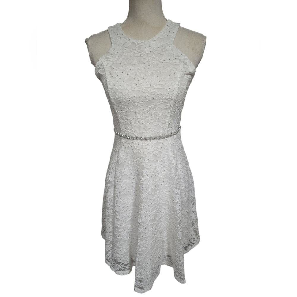 Speechless Big Girl White Lace And Rhinestone Dress